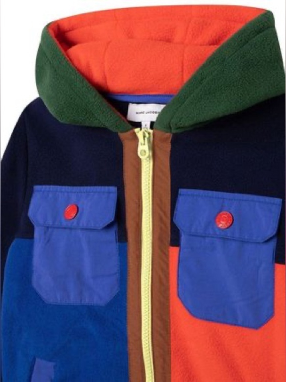 Marc Jacobs Orange and Navy Fleece Hooded Jacket